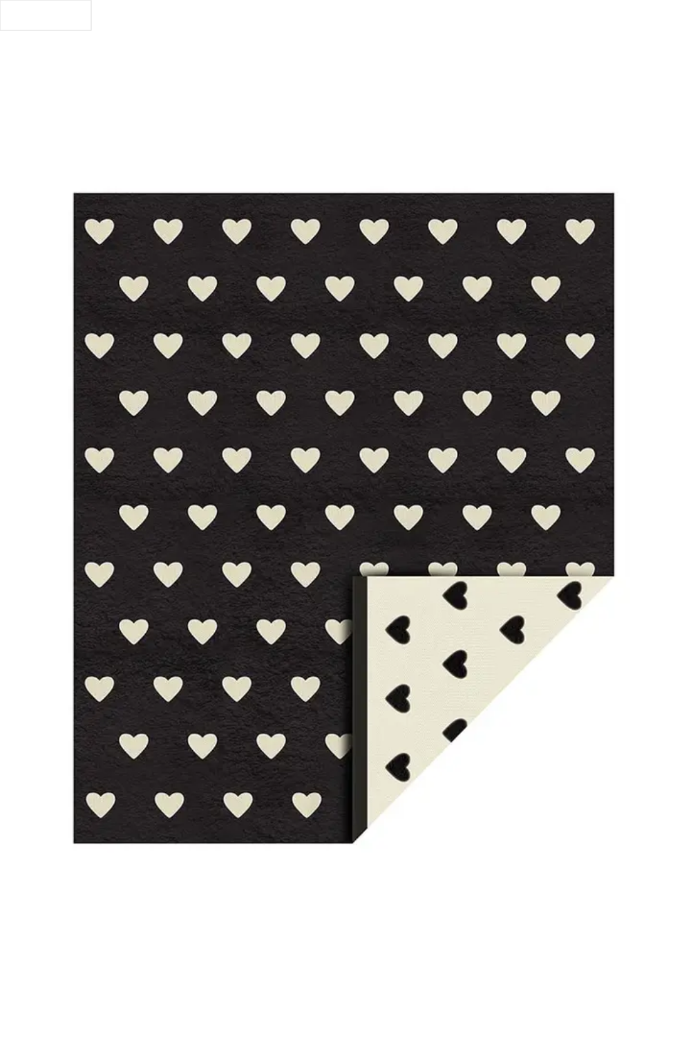 Black/ivory printed heart blanket