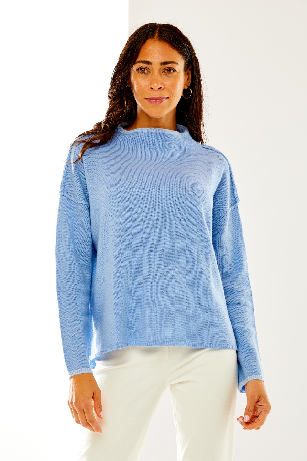 Tipped Mock Neck Pullover