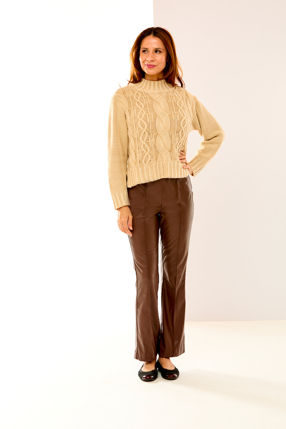 Stone cable knit sweater