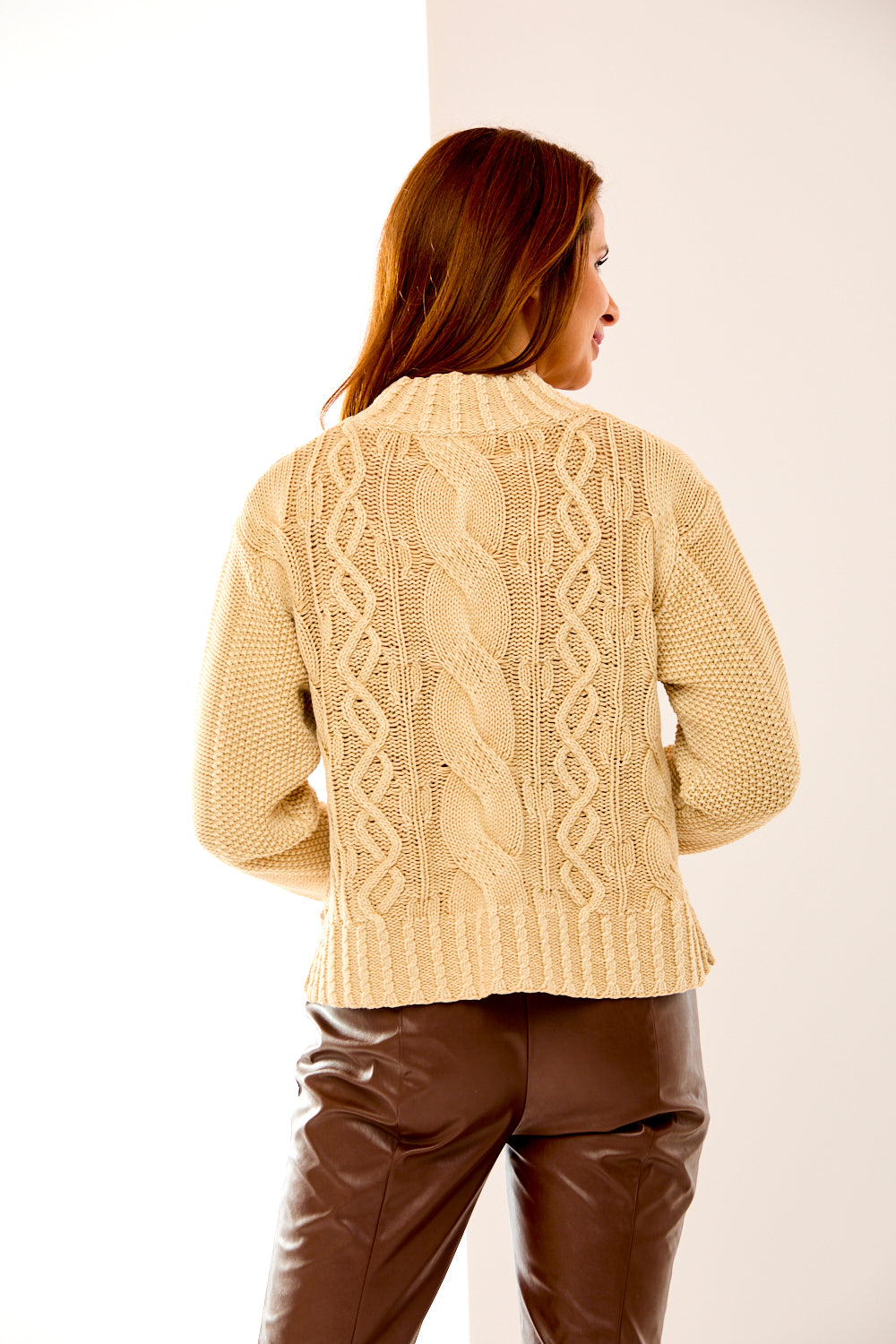 Stone cable knit sweater