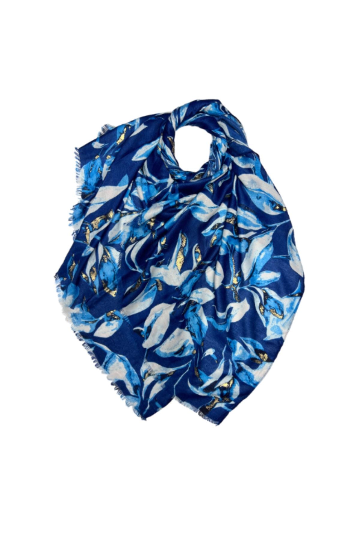 Blue winter leaves scarf