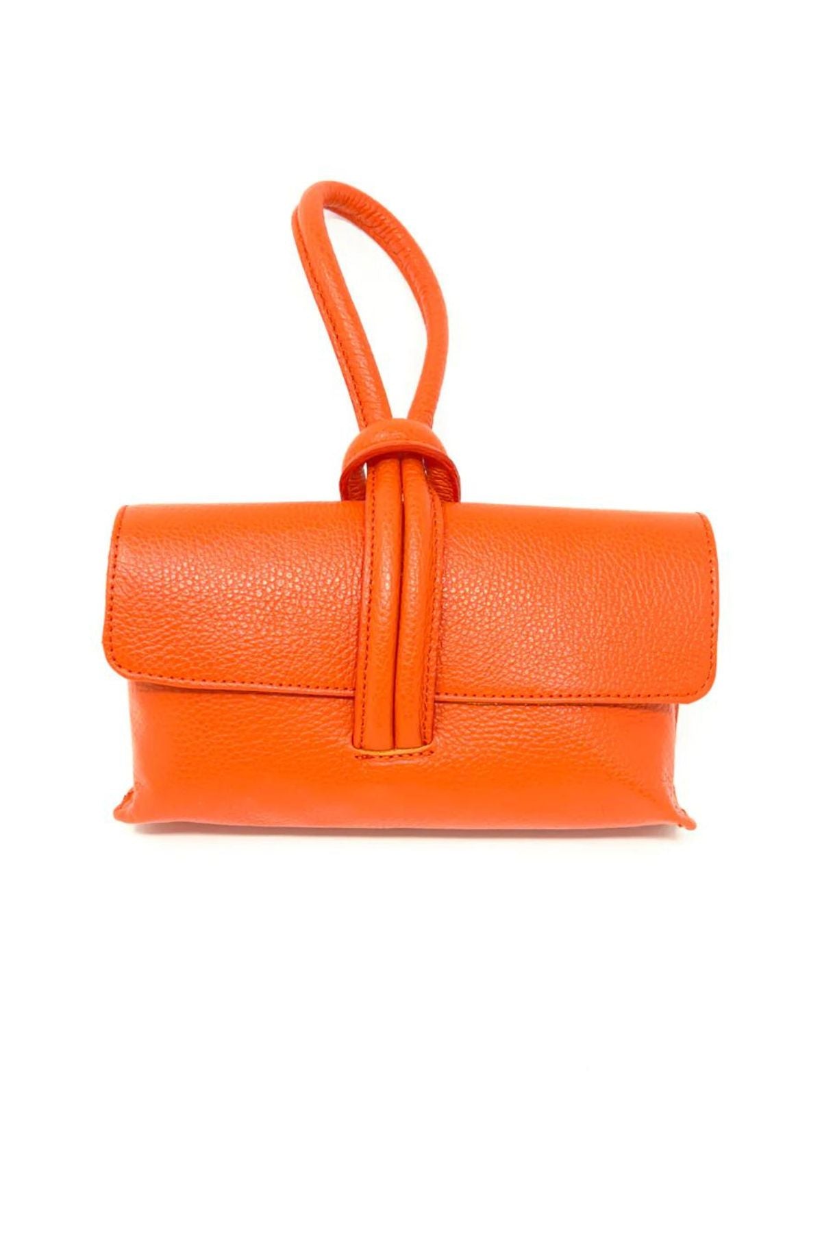 Orange wristlet leather bag