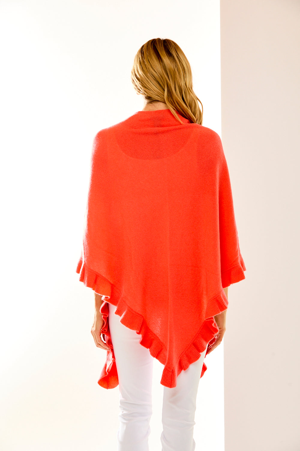 Coral cashmere ruffle triangle