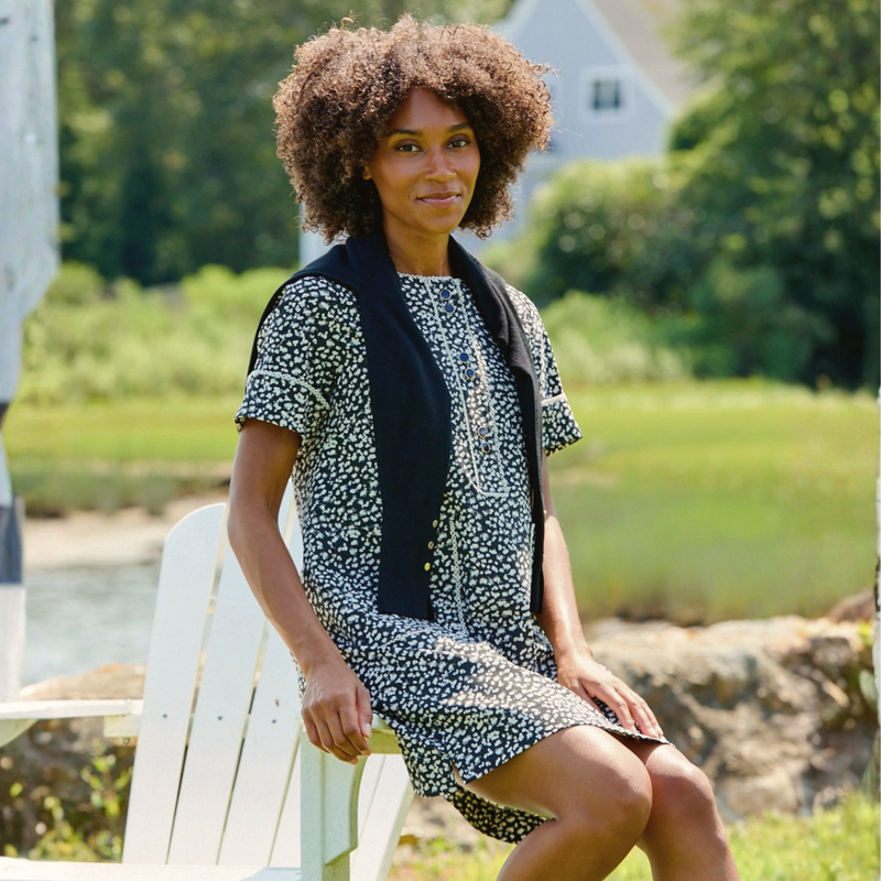 A woman wearing the Rita Dress