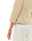 Woman in flax linen jacket