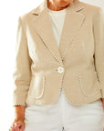 Woman in flax linen jacket