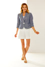 Woman in white scallop short