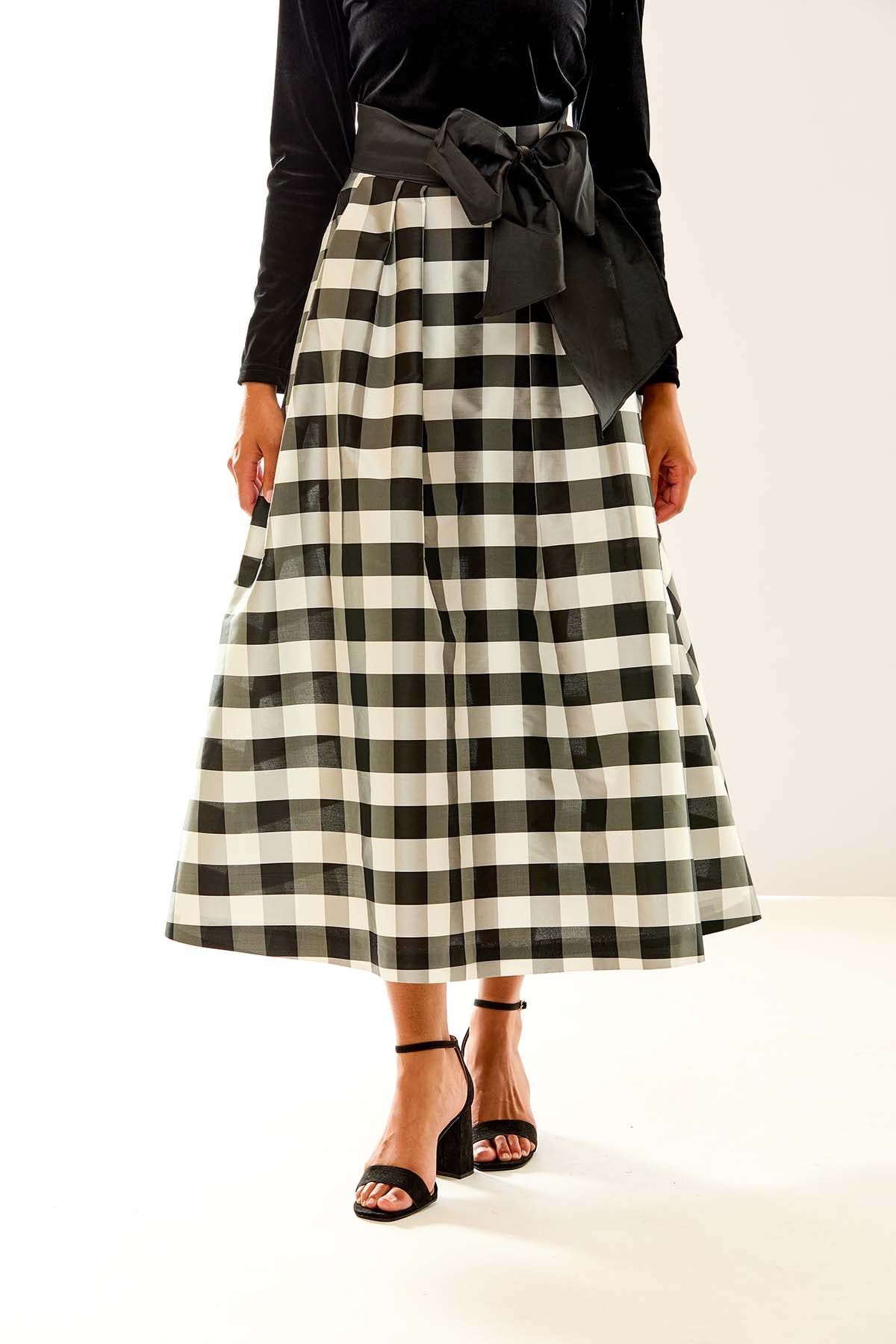 The Deanna Skirt in Black & White Check