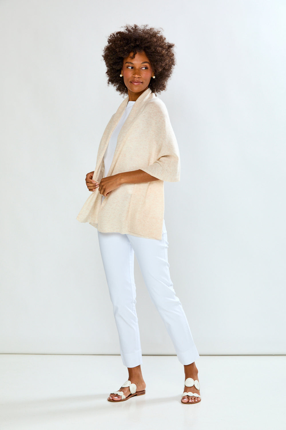 Woman in off-white scarf