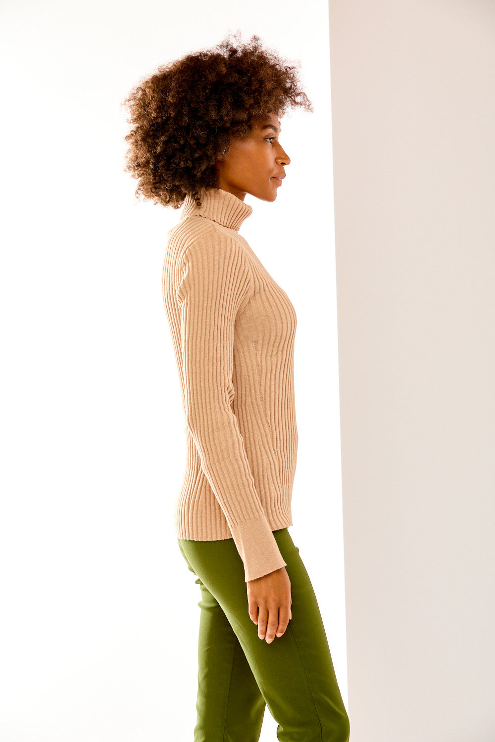 Heather Taupe ribbed turtleneck