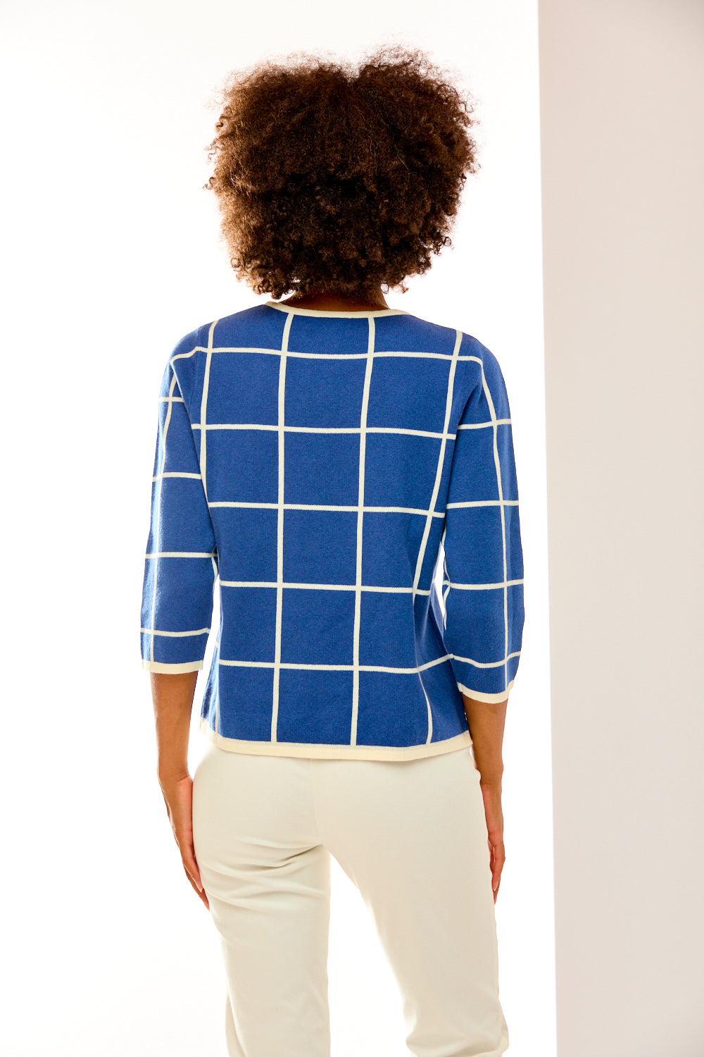 The Windowpane Pullover in Blue