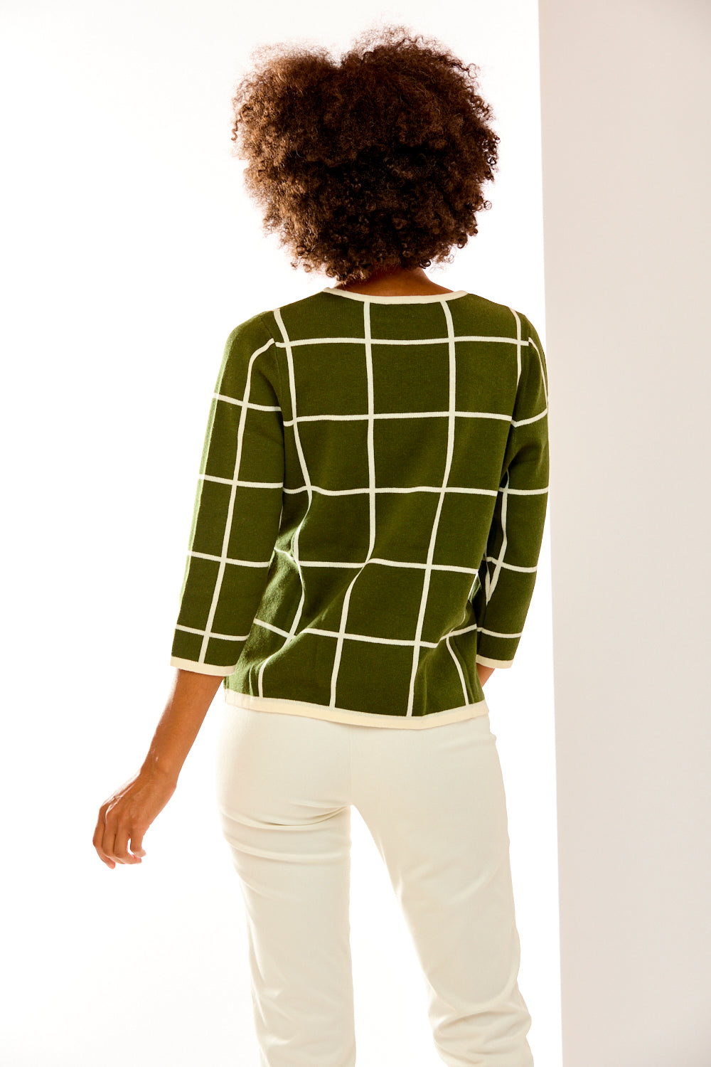 The Windowpane Pullover in Olive