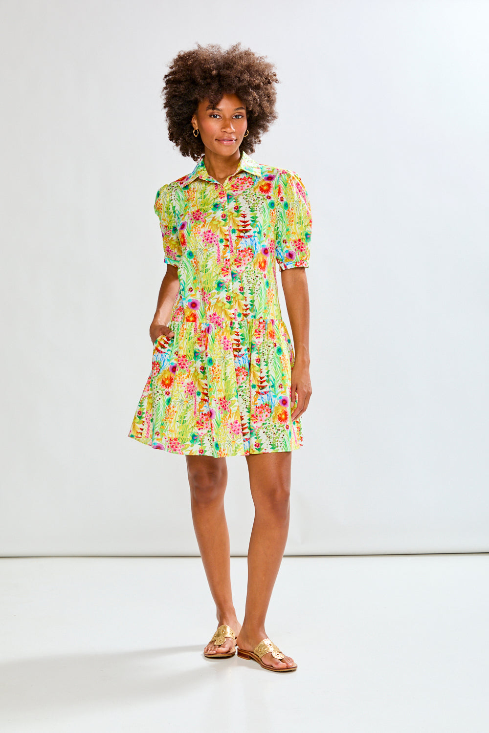 Woman wearing The Jillian Dress in Liberty Fresco in Fresco