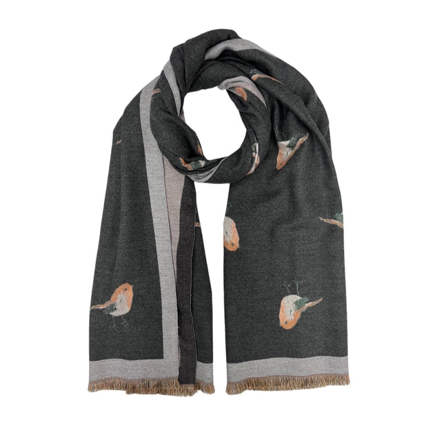 Charcoal scarf with birds