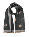 Charcoal scarf with birds