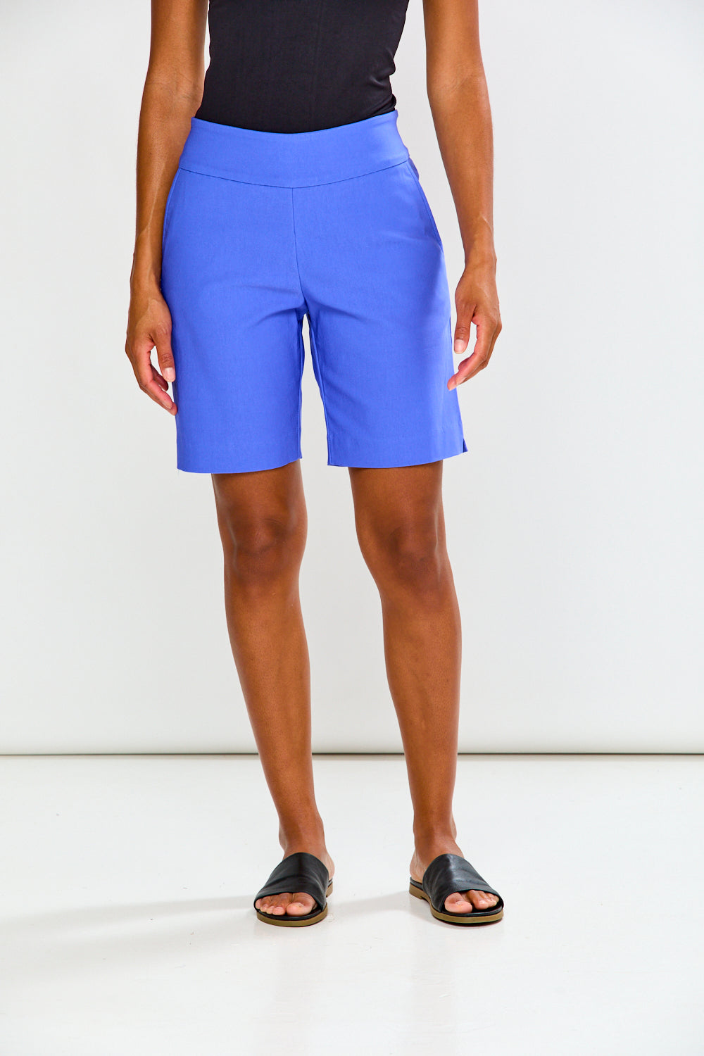 Woman wearing The Slash Pocket Shorts - French Blue