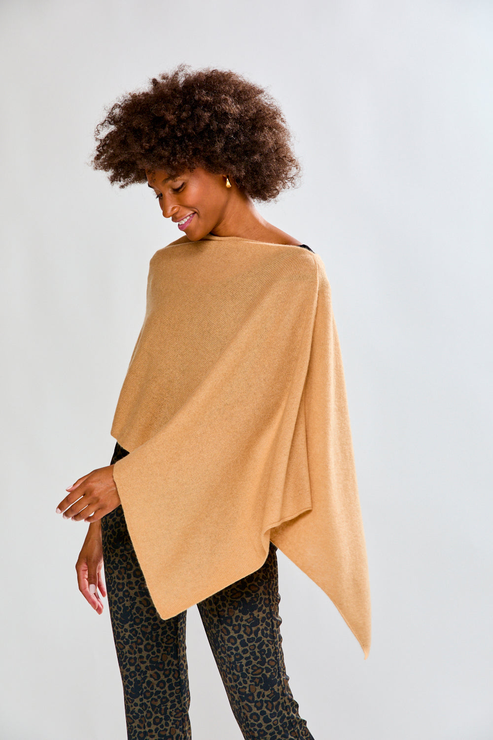 Camel cashmere ruana