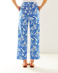 Woman in blue and white printed pant