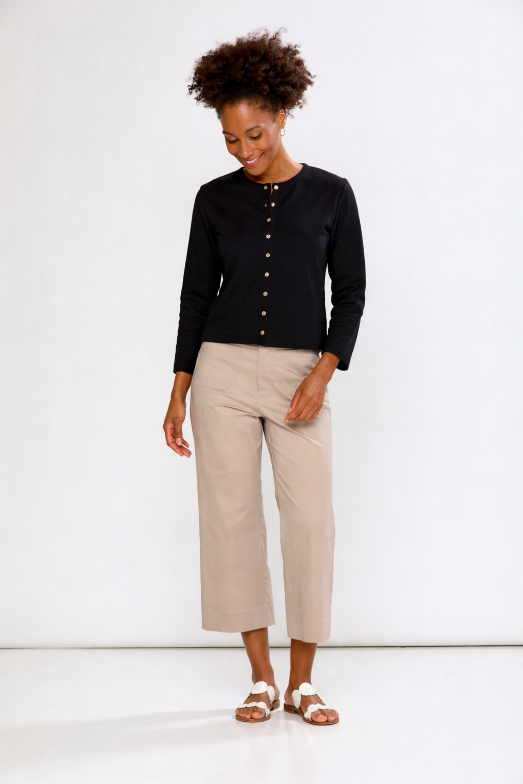 Woman wearing The Cove Knit Jacket