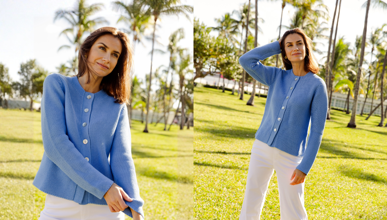 Girl in blue sweater