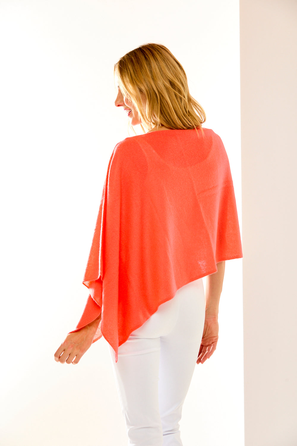 Coral cashmere ruana