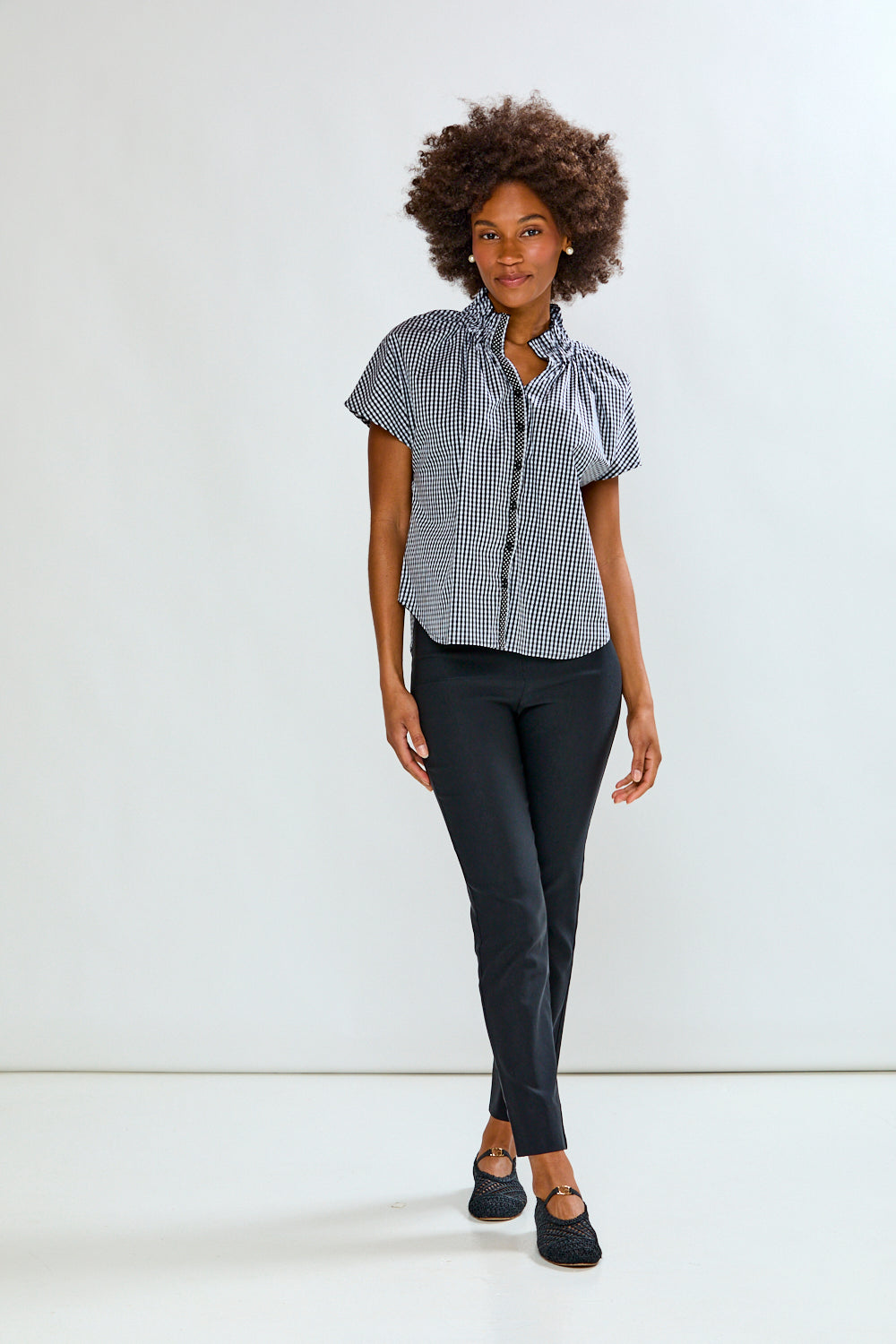 The Hattie Top in Black/Wht Gingham