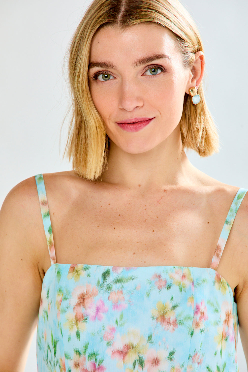 Woman in floral dress