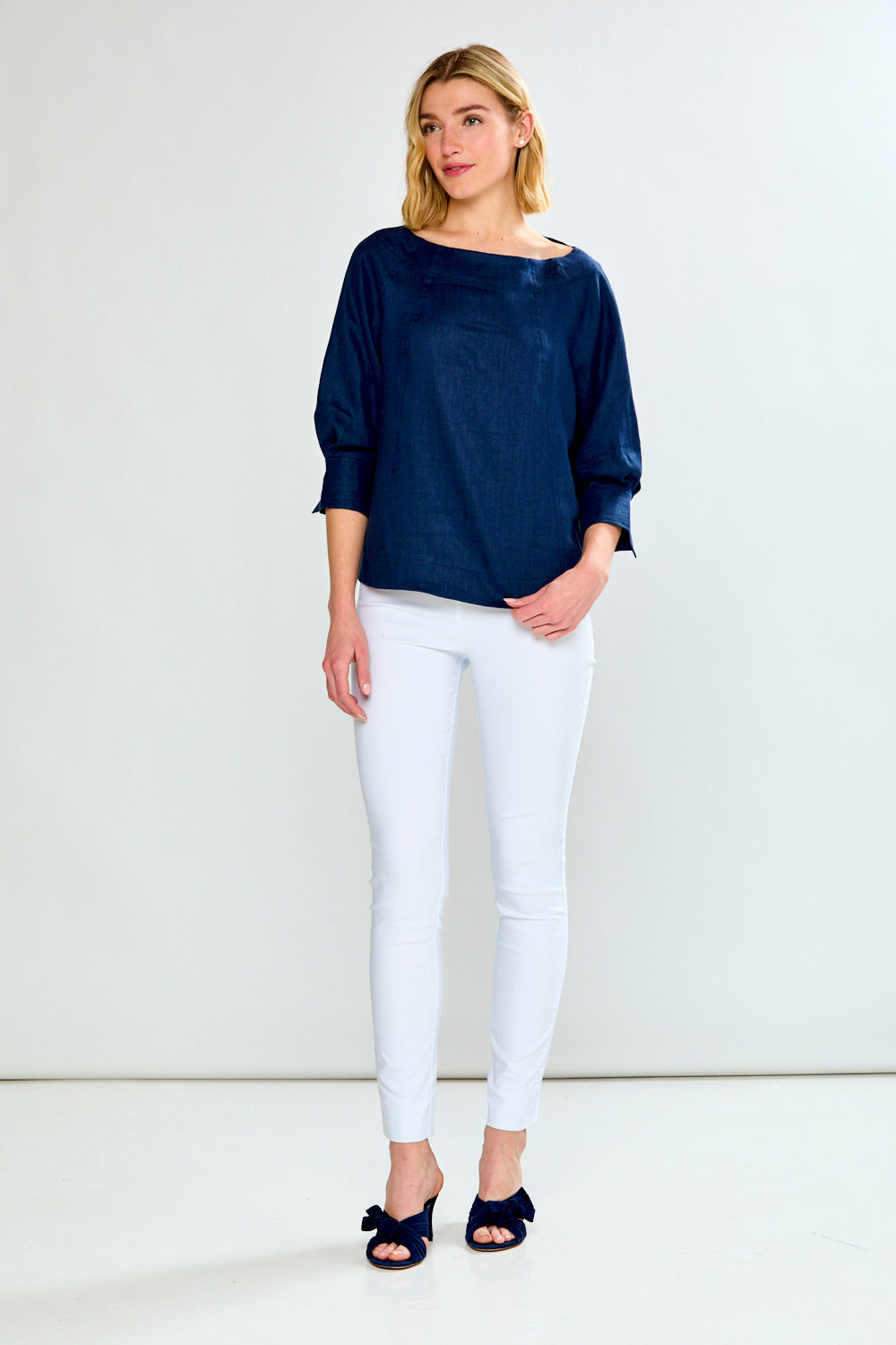 Woman wearing The Palermo Top in Linen