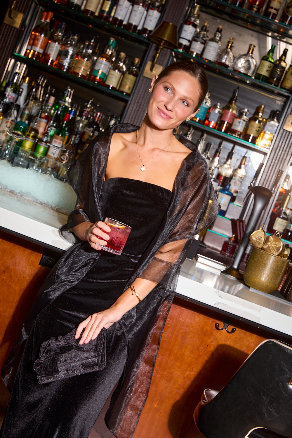 Woman wearing an organza wrap