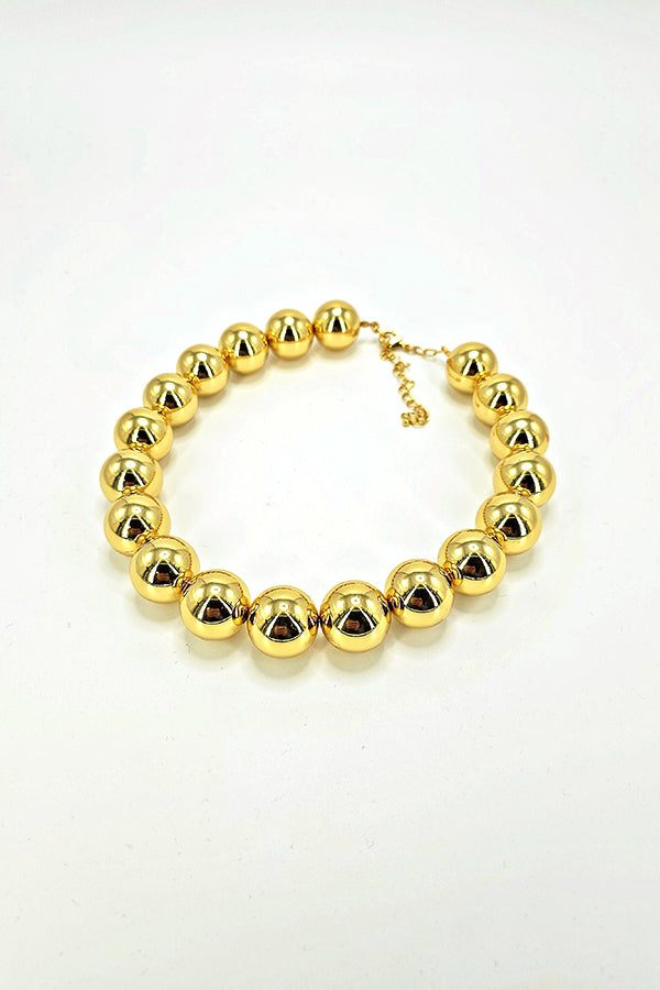 Metallic gold bead necklace