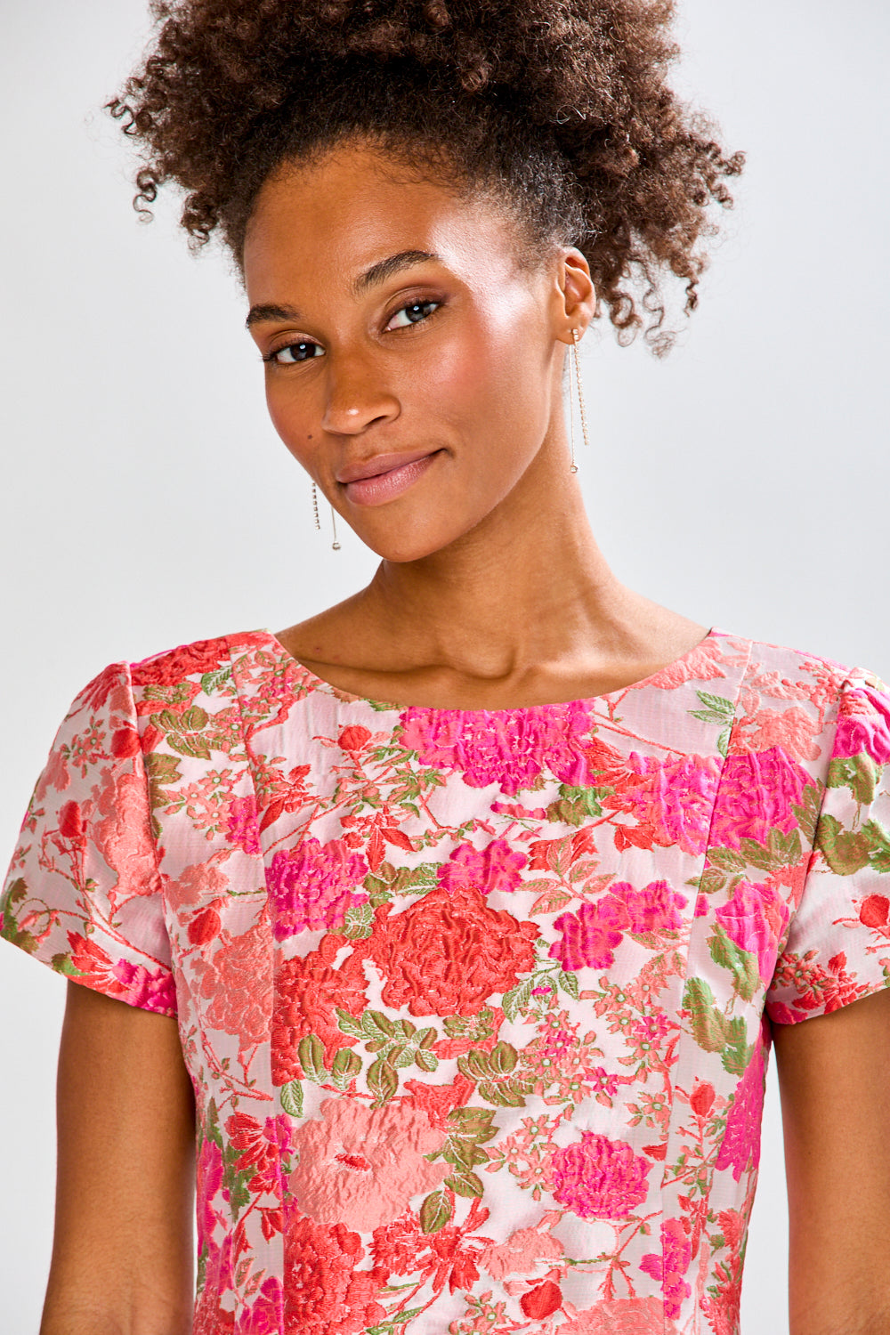 Woman in floral dress