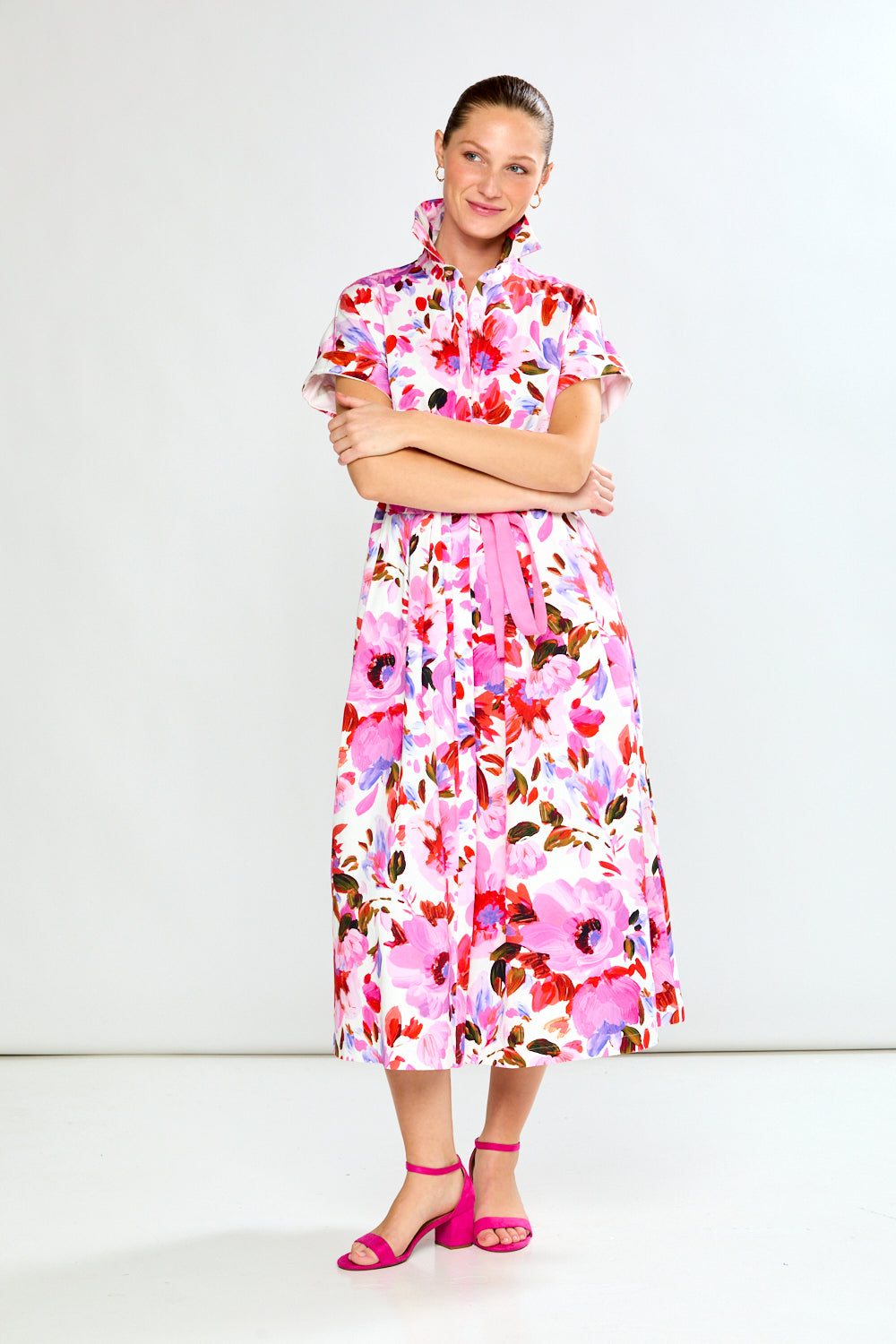 woman in floral dress