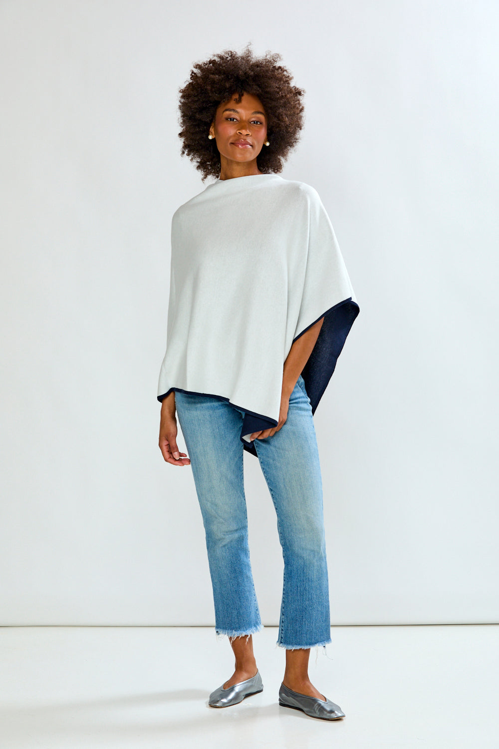 Woman wearing Two Tone Ruana