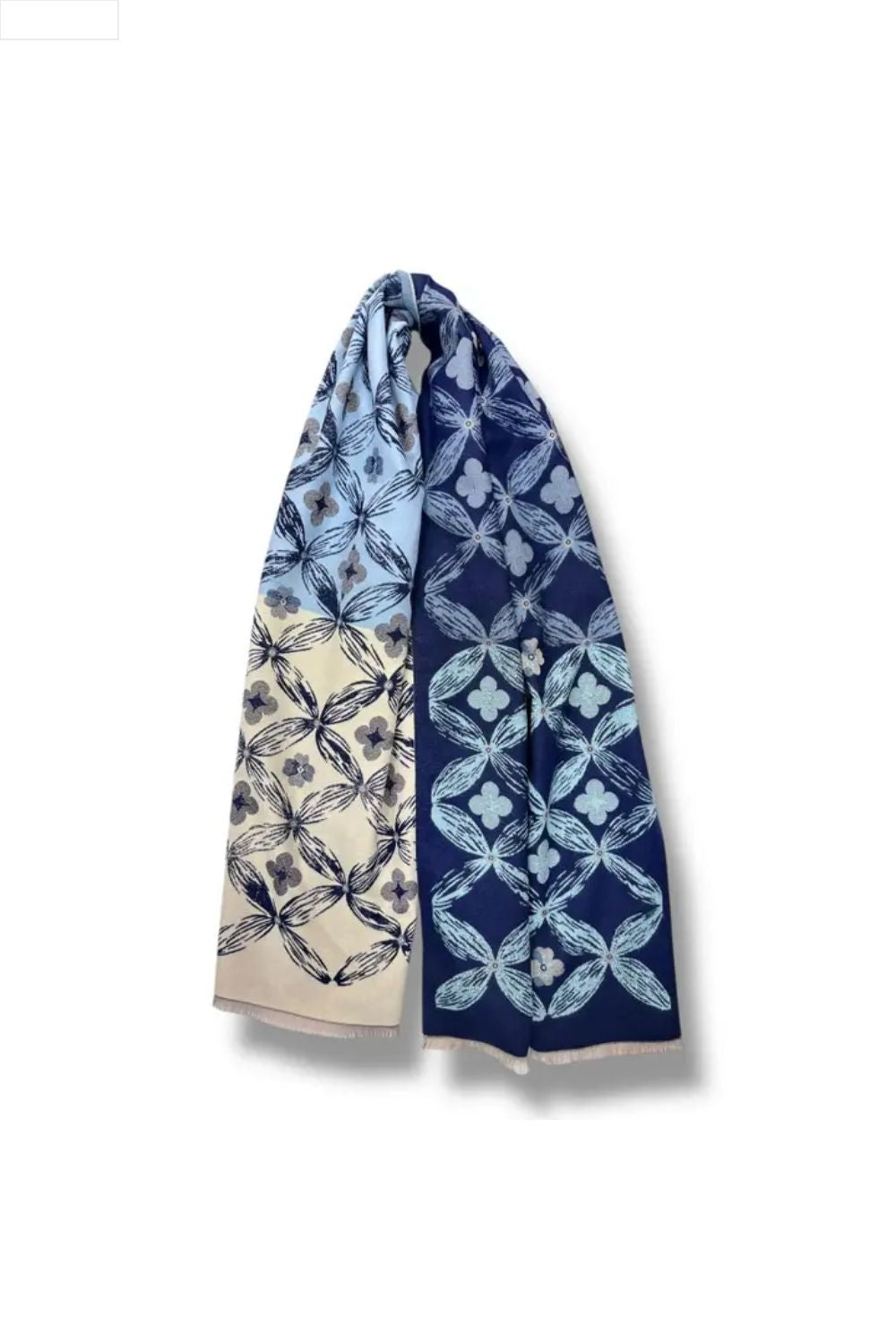 Blue patterned scarf