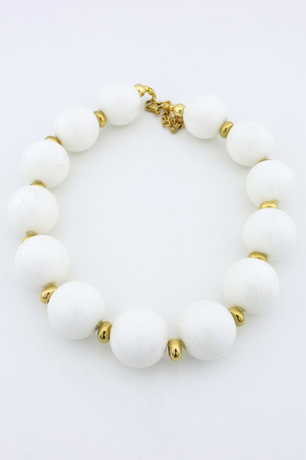 White oversized beaded necklace