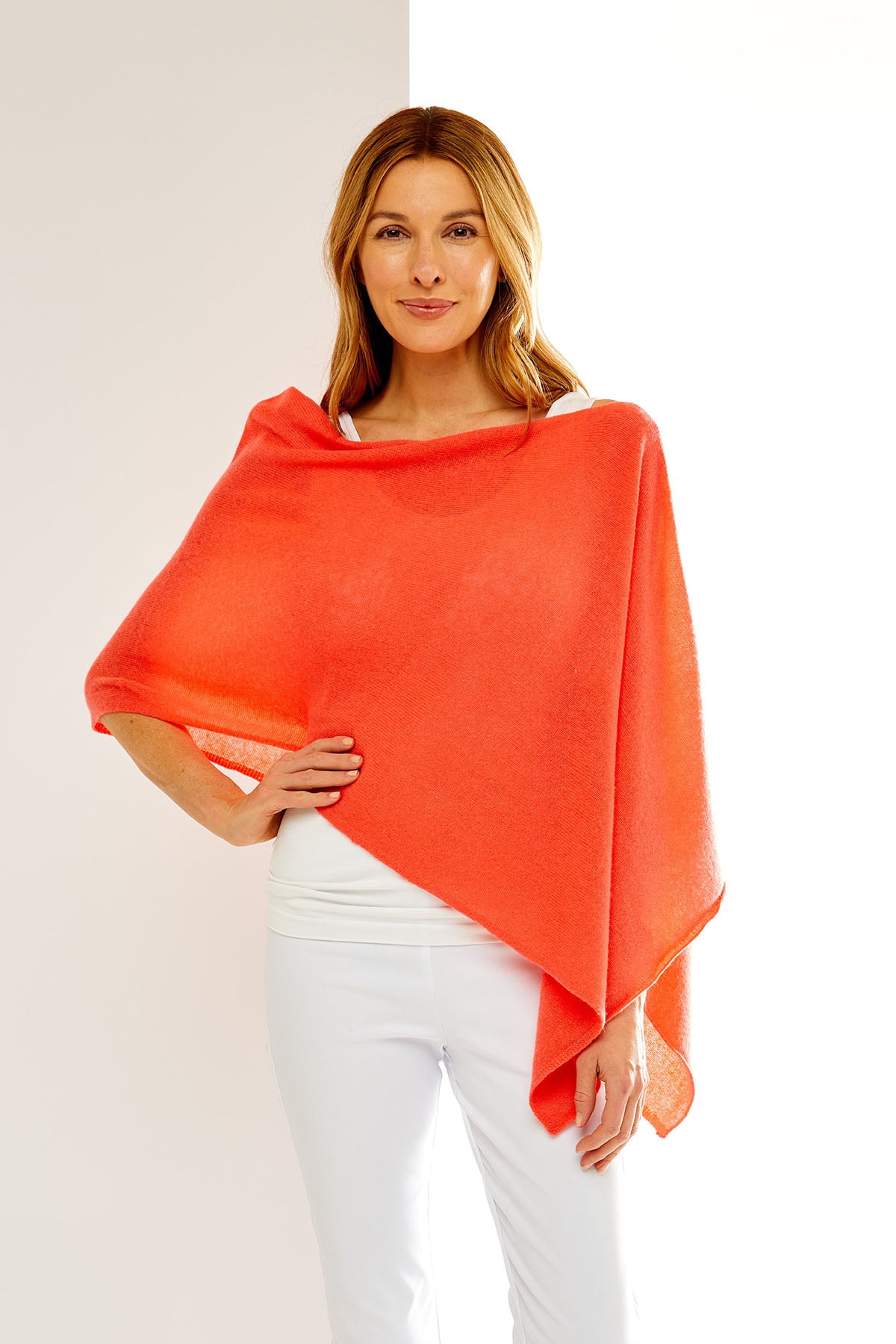 Woman in cashmere poncho