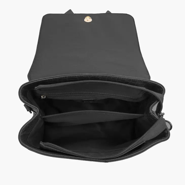 Black handbag with bow