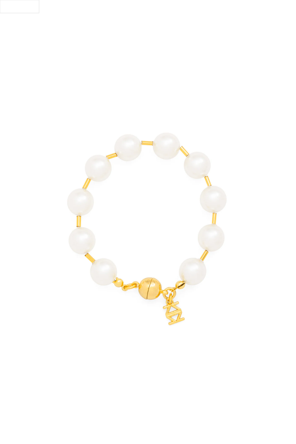 Pearl bracelet with a gold clasp on a white background