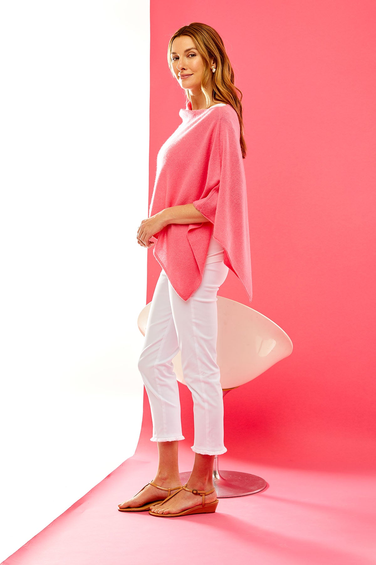Pink cashmere ruana