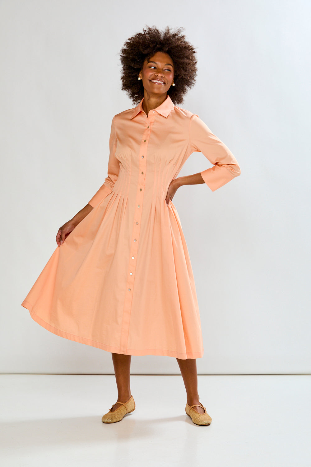 The Long Alexis Dress in Peach M