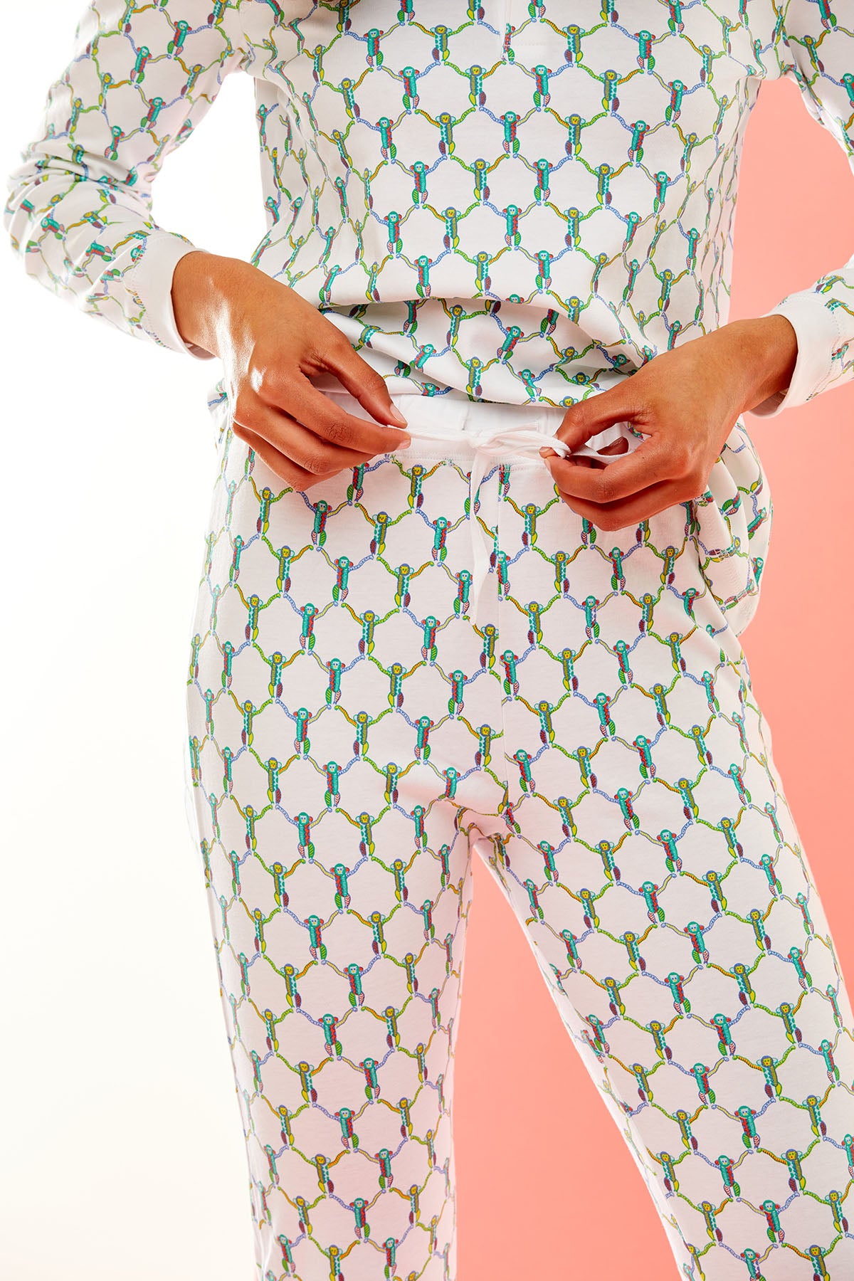 Woman in long sleeve pajamas