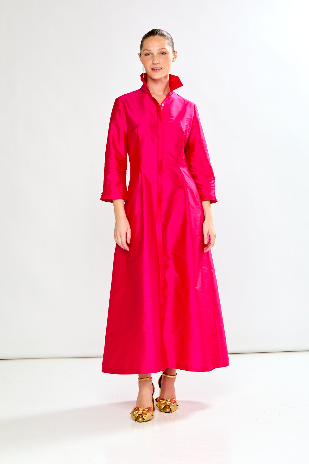 Fit And Flare Shirtdress W/Feathers At Cuff