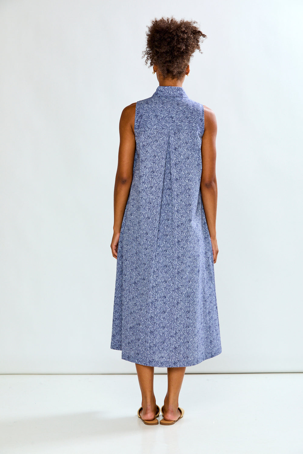 The Sleeveless Hollie in Ink Leaves