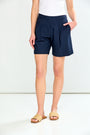 Woman in linen shorts