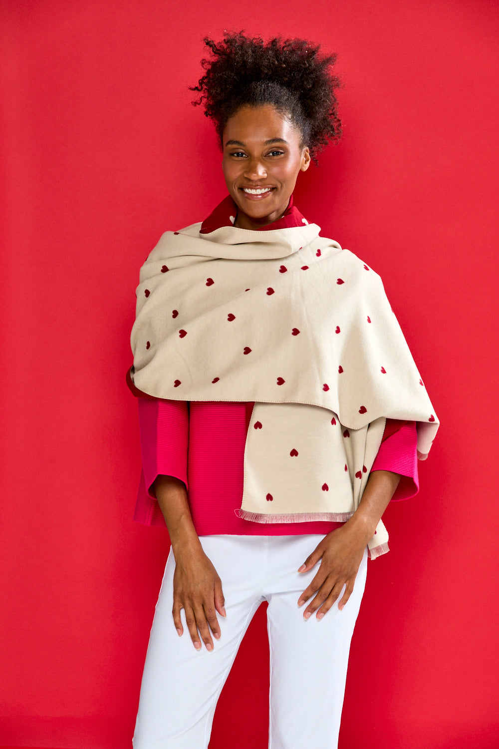 Heart Print Color Block Scarf – Sara Campbell