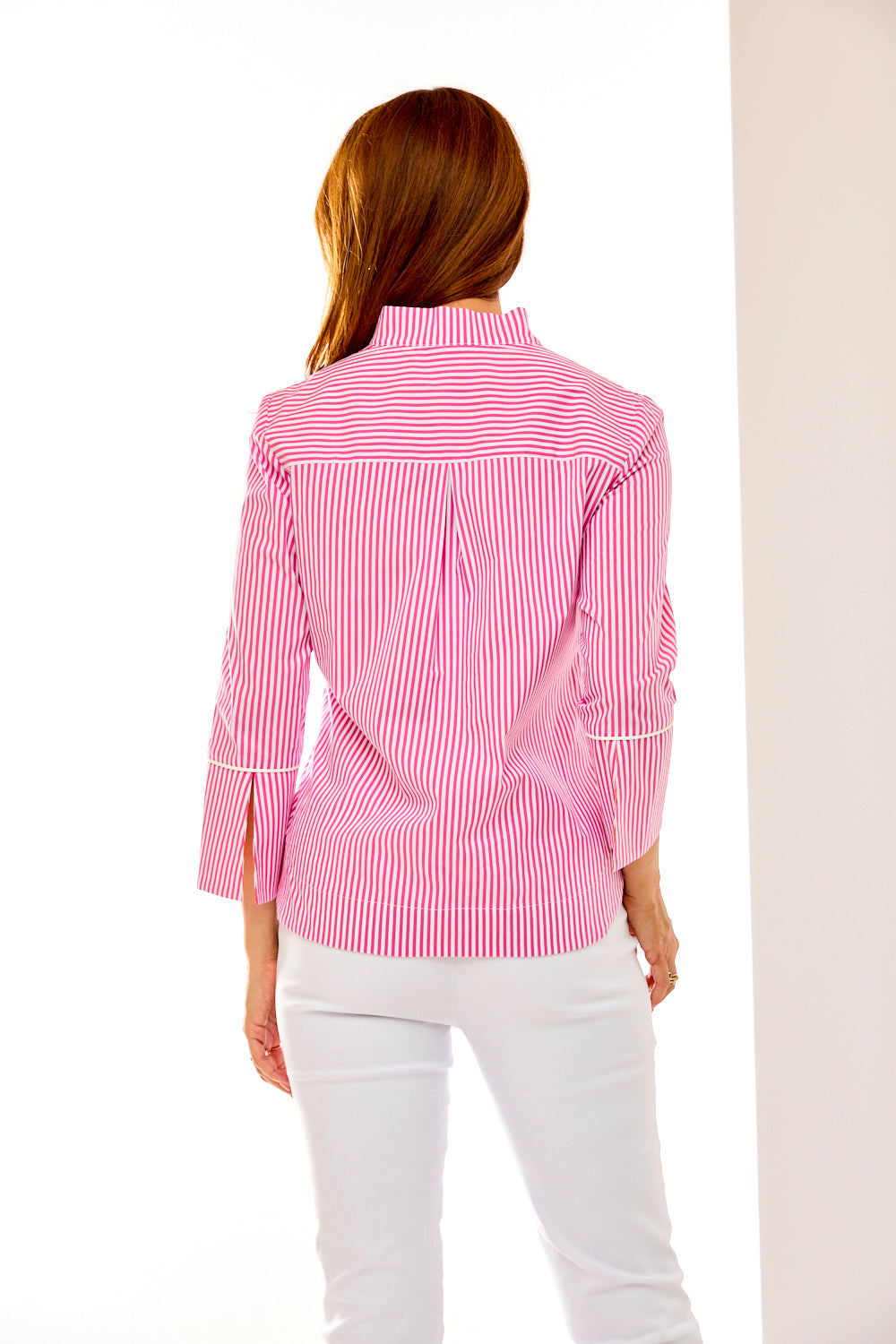 The Lindsey Top in Fuchsia Stripe