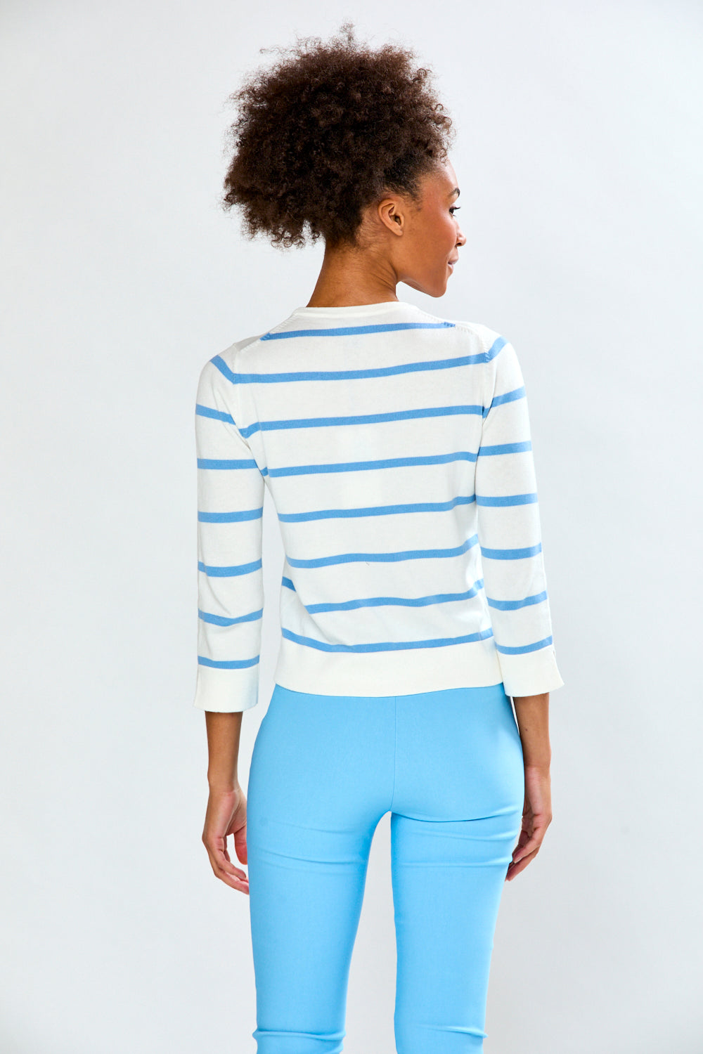 Cuff Sleeve Striped Pullover