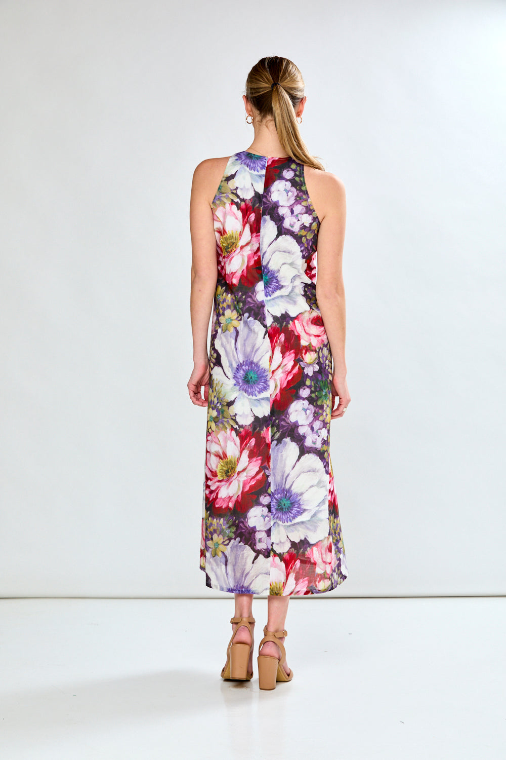Woman in floral print dress 