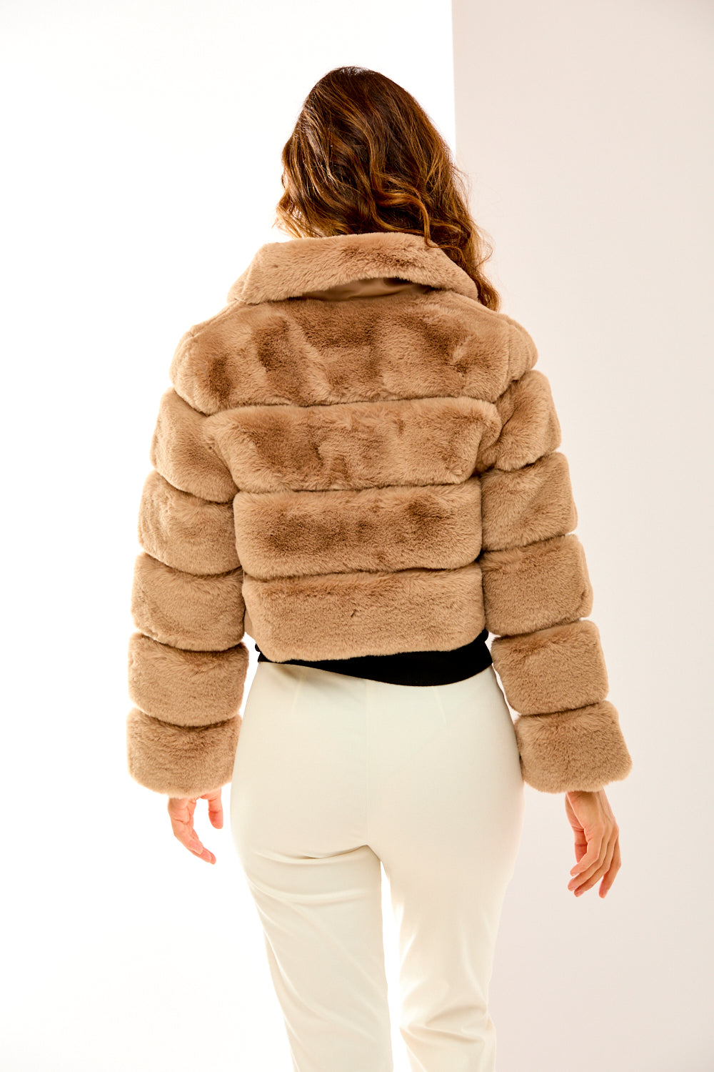 Vegan leather Paneled Faux Fur Cropped Jacket