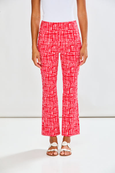 The Mallory Pant - Red Watercolor Grid – Sara Campbell